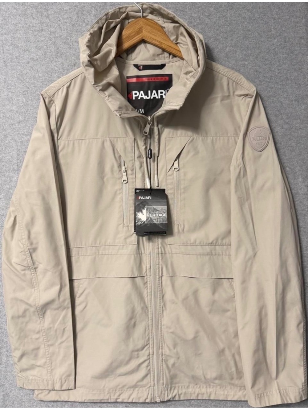 Pajar Jiro Men’s Medium Packable Hooded Rain Shell Jacket Desert NWT